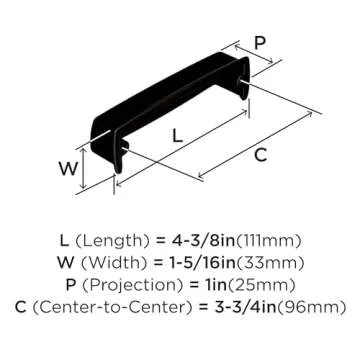 Amerock | Cabinet Cup Pull | Black Bronze | 3-3/4 inch (96 mm) Center to Center | Kane | 1 Pack | Drawer Pull | Drawer Handle | Cabinet Hardware