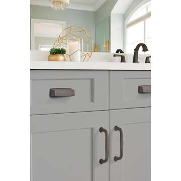 Amerock | Cabinet Cup Pull | Black Bronze | 3-3/4 inch (96 mm) Center to Center | Kane | 1 Pack | Drawer Pull | Drawer Handle | Cabinet Hardware