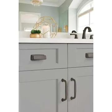 Amerock | Cabinet Cup Pull | Black Bronze | 3-3/4 inch (96 mm) Center to Center | Kane | 1 Pack | Drawer Pull | Drawer Handle | Cabinet Hardware