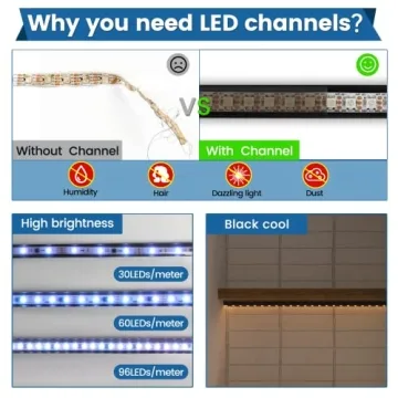 Stylish Muzata 6Pack 1M LED Channel for Easy Install