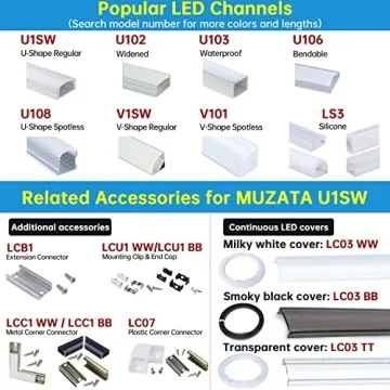Stylish Muzata 6Pack 1M LED Channel for Easy Install