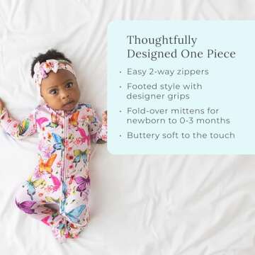 Posh Peanut Footie Pajamas for Baby Girls – Sleepers in Ultra-Soft Viscose from Bamboo with 2-Way ...