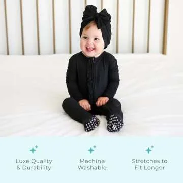 Posh Peanut Footie Pajamas for Baby Girls – Sleepers in Ultra-Soft Viscose from Bamboo with 2-Way Zipper & Ruffle Trim – Newborn to Toddler Sleepwear (Country Rose, 6-9 Months)