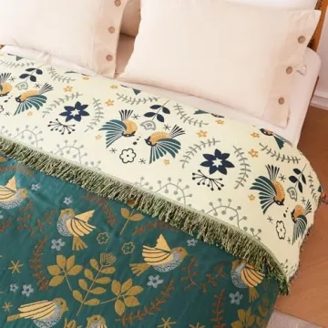 Cozy Boho Throw Blanket - 100% Cotton Farmhouse Decor