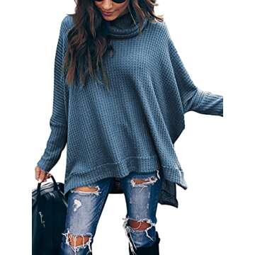 ANRABESS Women's Oversized Turtleneck Batwing Sweater: Cozy Fall Essential