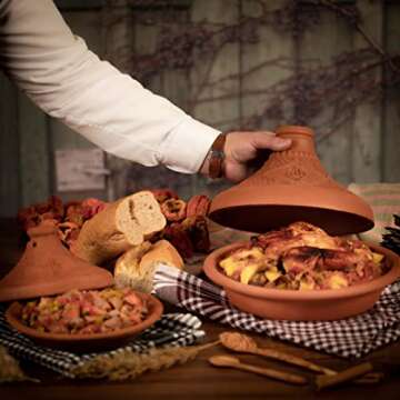 Luksyol Clay pot for cooking,Handmade tagine pot moroccan for cooking,Lead free earthenware pot,100% Natural & Safe for Health,eco friendly terracotta pots 11.42 inches