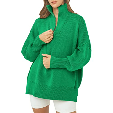 ANRABESS Oversized Women's 1/4 Zip Sweater for Fall