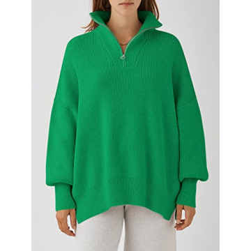 ANRABESS Oversized Women's 1/4 Zip Sweater for Fall