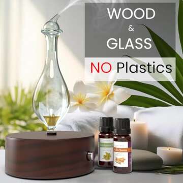 ArOmis Aromatherapy Diffuser - (Solum Nox Merus) Premium Wood & Glass Essential Oil Nebulizer - Prof...
