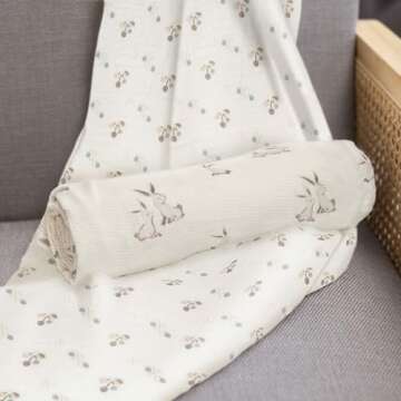 Crane Baby Organic Cotton Bunny Swaddle for Newborns
