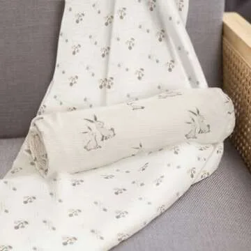 Crane Baby Organic Cotton Bunny Swaddle for Newborns