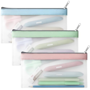 Timart Clear Pencil Pouch-3 Pack, Clear Pencil Case, Pen Holder with Zipper for Kids, Clear Makeup P...