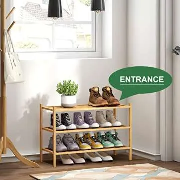 kiplant 3-Tier Bamboo Shoe Rack for Stylish Organizing