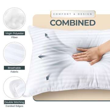 Utopia Bedding Bed Pillows for Sleeping Standard Size, 950 Grams Filled Hotel Quality Cooling Pillows for Side, Back or Stomach Sleepers (White, Set of 2)