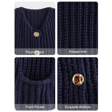 BGYLU Women's Sleeve Chunky Knit Cropped Vest with Pockets