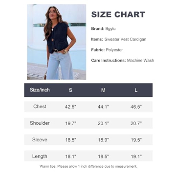 BGYLU Women's Sleeve Chunky Knit Cropped Vest with Pockets