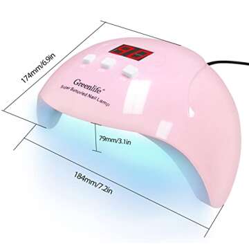 GreenLife UV LED Nail Lamp - 54W Portable Professional Curing Lamp for Gel Nails with 18pcs Beads, 3 Timers, Auto Sensor and USB Plug
