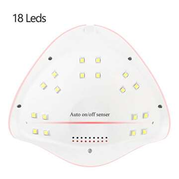 GreenLife UV LED Nail Lamp - 54W Portable Professional Curing Lamp for Gel Nails with 18pcs Beads, 3 Timers, Auto Sensor and USB Plug