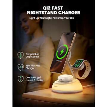 Lamicall 4 in 1 Charging Station for Apple - 15W Fast Qi2 Certified Wireless Charger Stand