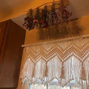 GALMAXS7 Macrame Valance Wall Hanging Boho Valance Window Treatments Valance 52" W x 21" H for Bedroom Living Room Kitchen Bathroom Wall Decor,1 Panel