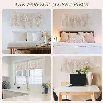 GALMAXS7 Macrame Valance Wall Hanging Boho Valance Window Treatments Valance 52" W x 21" H for Bedroom Living Room Kitchen Bathroom Wall Decor,1 Panel