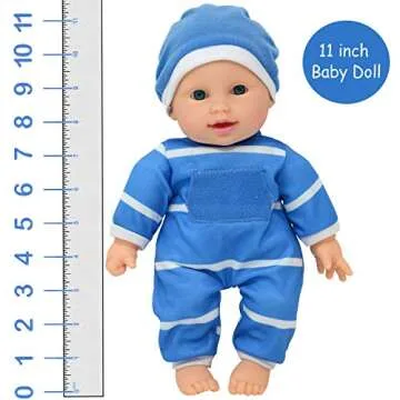 The New York Doll Collection 11 inch Soft Body Baby Doll in Gift Box - 11" Baby Doll Toy for Kids, Boys, Girls and Toddlers - Baby Doll Pacifier Accessory Included