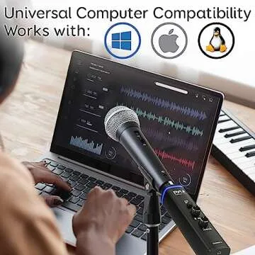 Pyle Microphone XLR-to-USB Signal Adapter - Universal Plug and Play XLR Mic to PC Adaptor for Digital Recording w/ Mix Audio Control, +48V Phantom Power, Headphone Volume, USB Cable - PDUSBPP10