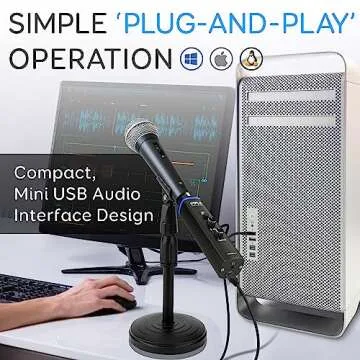 Pyle Microphone XLR-to-USB Signal Adapter - Universal Plug and Play XLR Mic to PC Adaptor for Digital Recording w/ Mix Audio Control, +48V Phantom Power, Headphone Volume, USB Cable - PDUSBPP10