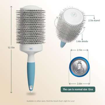 Round Brush for Blow Drying - Extra Large Ceramic Ion Thermal Barrel Brush Precise Styling and Maxim...