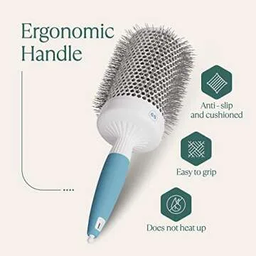 Round Brush for Blow Drying - Extra Large Ceramic Ion Thermal Barrel Brush Precise Styling and Maximum Volume - Lightweight Round Hair Brush for Smooth Manageable Hair (Bristle 3.4 in, Barrel 2.5 in)