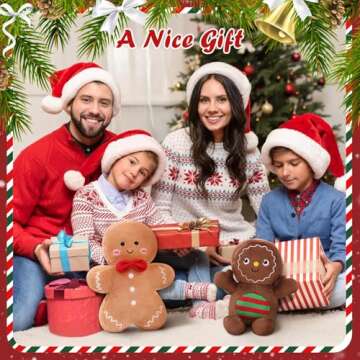 Eoieov Christmas Gingerbread Man Pillow Gingerbread Plush Stuffed Pillow Fun Gingerbread Shaped Deco...