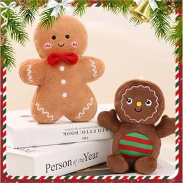 Eoieov Christmas Gingerbread Man Pillow Gingerbread Plush Stuffed Pillow Fun Gingerbread Shaped Decorative Throw Pillows for Sofa Cushion Christmas Party Decor Khaki,15.7"