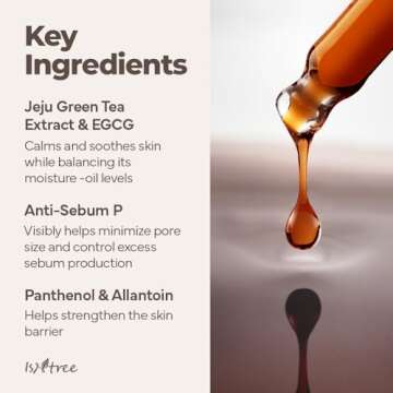 ISNTREE Green Tea Fresh Serum 50ml, 1.69 fl oz | Jeju Green Tea Extract | Controls Excessive Sebum | Balances Oil & Moisture | Relieves & Hydrates Skin | Korean Skincare