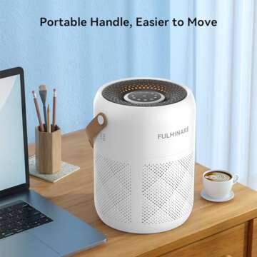 FULMINARE Air Purifiers for Bedroom, H13 True HEPA Air Purifiers for Home, Pets, Office, Quiet Small Air Filters with Timer Sleep Mode Speeds Control Night Light