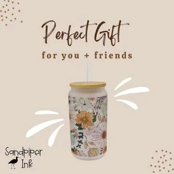 Stylish 16oz Frosted Glass Cup with Bamboo Lid