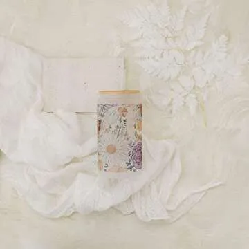 Stylish 16oz Frosted Glass Cup with Bamboo Lid