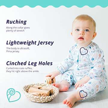 Feather Baby Girls Clothes Pima Cotton Short Sleeve Ruched One-Piece Jumpsuit Romper