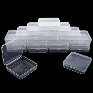 SATINIOR 24 Packs Small Clear Plastic Beads Storage Containers Box with Hinged Lid for Storage of Sm...