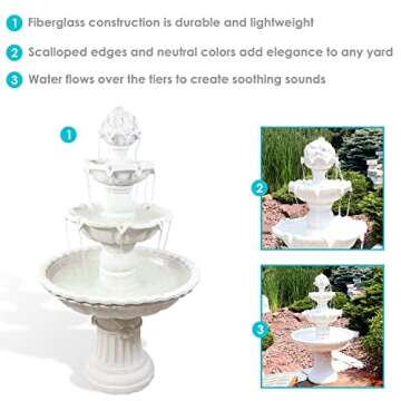 Sunnydaze 52-Inch 3-Tier Outdoor Water Fountain - Elegant Garden Feature