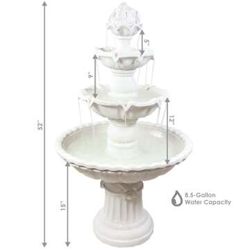 Sunnydaze 52-Inch Elegant 3-Tier Water Fountain
