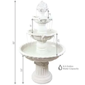 Sunnydaze 52-Inch Elegant 3-Tier Water Fountain