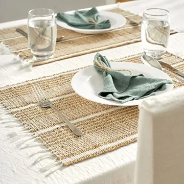 Natural Wicker Placemats - Eco-Friendly Seagrass Set of 6
