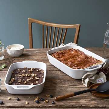STAUB Ceramics Rectangular Baking Dish Set, 2 pc, White