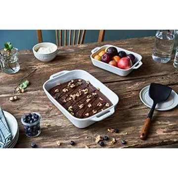 STAUB Ceramics Rectangular Baking Dish Set, 2 pc, White