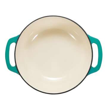 Amazon Basics Enameled Cast Iron Covered Round Dutch Oven, 6-Quart, Teal
