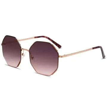 SOJOS Sunglasses for Women Men Classic Retro Polygon Shades UV400 SJ1128,Rose/Purple
