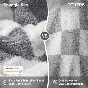 Snuggle Sac Faux Fur Throw Blanket for Couch, Knitted with Microfiber Fancy Yarn Blanket, Cozy Soft ...