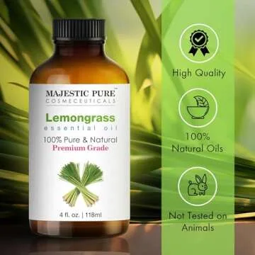 Majestic Pure Lemongrass Essential Oil for Aromatherapy and Skin