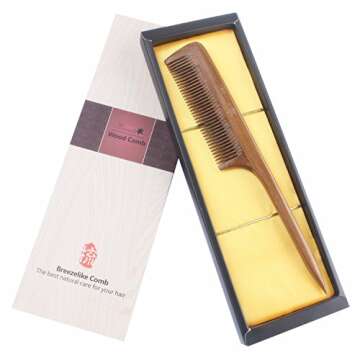 Breezelike Hair Combs - Sandalwood Fine Tooth Comb - No static Natural Aroma Wooden Tail Comb for Women