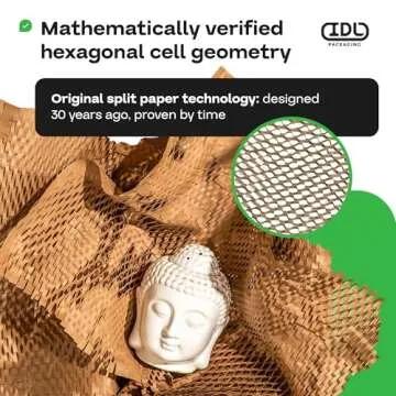 IDL Packaging HexaFil Honeycomb Packing Kraft Paper 15" x 20400" (1700 ft) in Self-Dispensed Box - Patented Cushioning Box Filler for Void Filling, Moving, Shipping - Alternative to Bubble Plastic